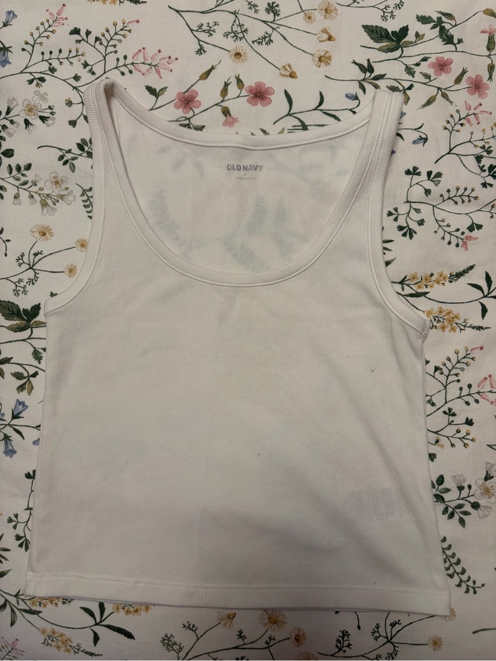 Old Navy White Ribbed Scoop-Neck Tank